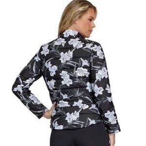 Floral Black and White Puffer Jacket